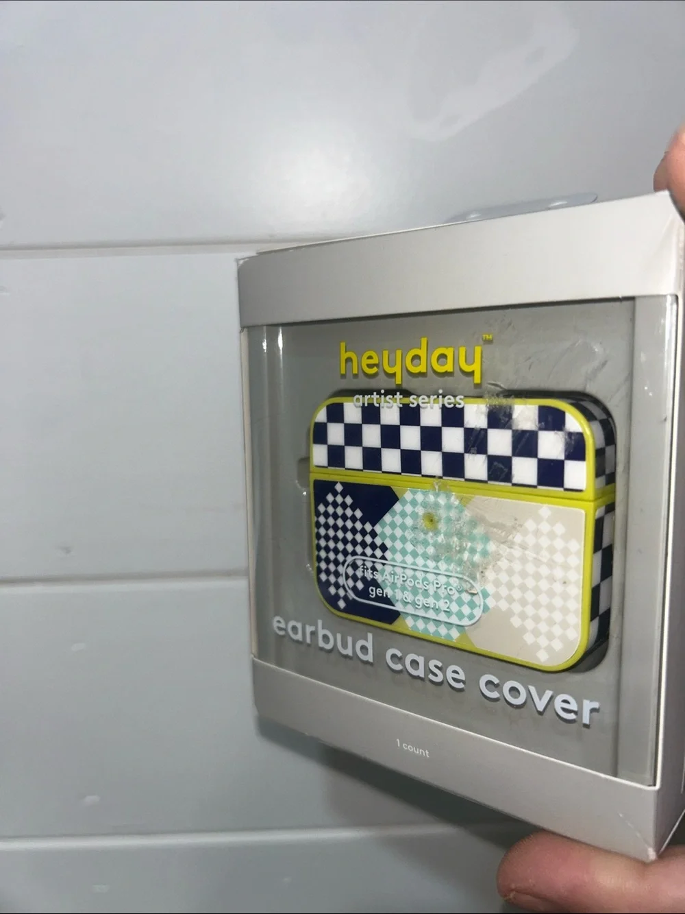 heyday Checkerboard Earbud Case Cover in Yellow and Blue Fit Air Pd Pro Gen 1&2
